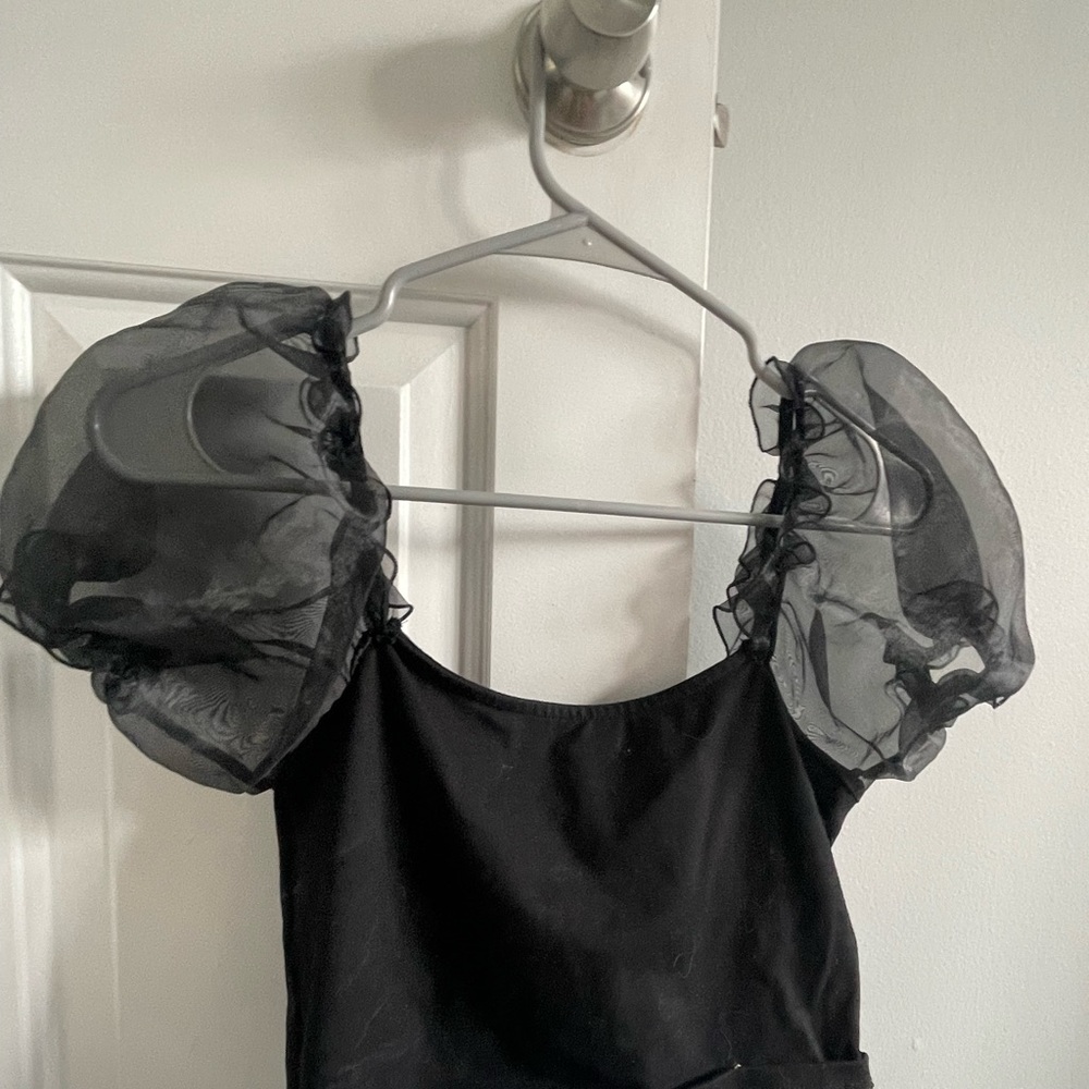 Top shop black top with puffed sleeves size small